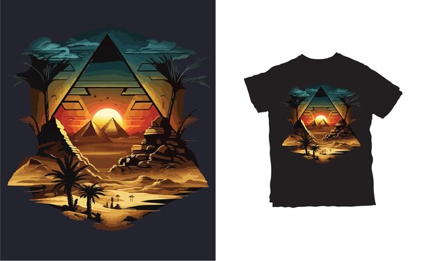 Plik wektorowy koszulka z piramidą i napisem piramidy