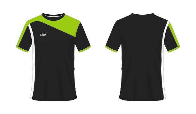 Koszulka Zielony I Czarny Szablon Piłki Nożnej Lub Piłki Nożnej Dla Klubu Na Białym Tle. Sport Jersey