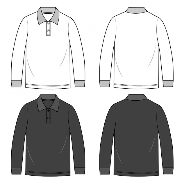 Plik wektorowy koszulki polo męskie moda płaski szkic szablon