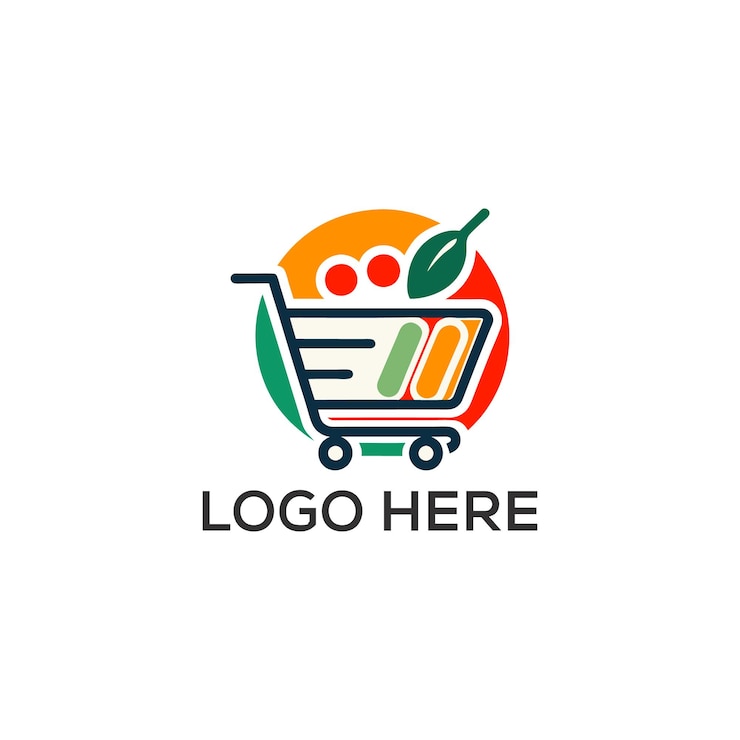 Wektor koszyk zakupowy eco logo design koszyk zakupów