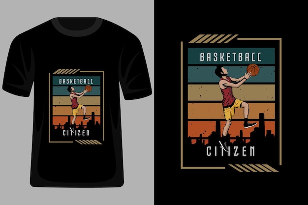 Koszykówka Citizen Retro Vintage T Shirt Design