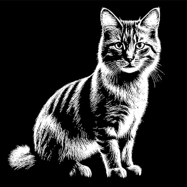 Plik wektorowy kot czarny biały ręcznie narysowany płaski stylowy naklejka kreskówkowa ikonka koncepcja izolowana ilustracja