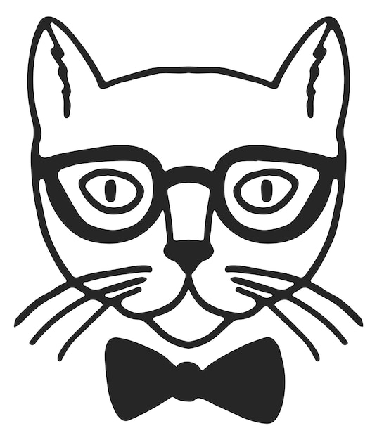 Plik wektorowy kot dżentelmen ikona zabawny hipster doodle rysunek