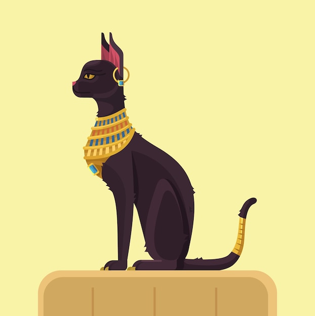Kot Egipski. Płaska Ilustracja