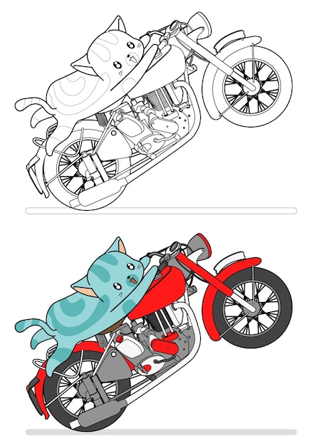 Kot Jedzie Na Motocyklu Z łatwością Kolorowanki Dla Dzieci