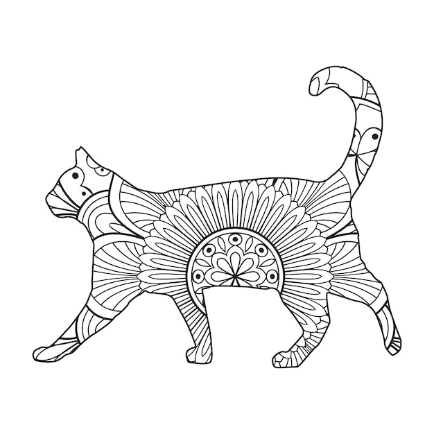 Kot Mandala Kolorowanka Ilustracja Wektorowa