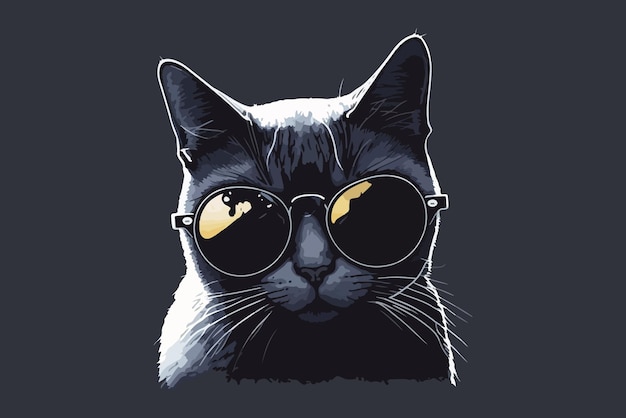 Kot w okularach przeciwsłonecznych z napisem „kot”