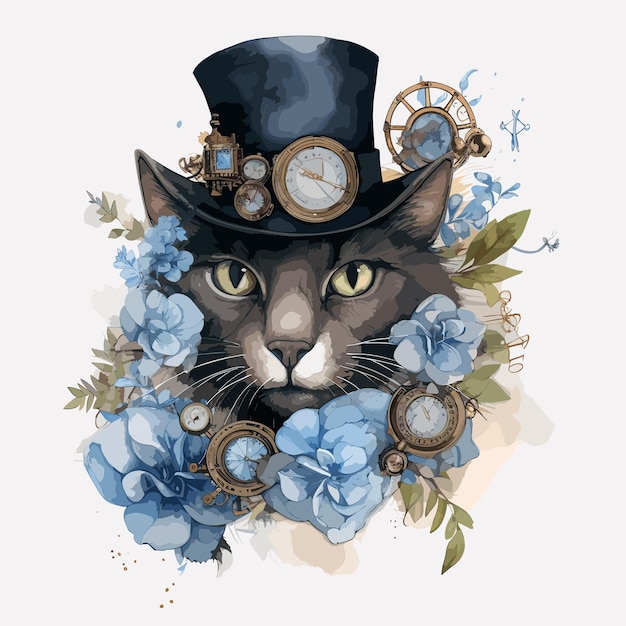 Plik wektorowy kot w stroju steampunk stojący