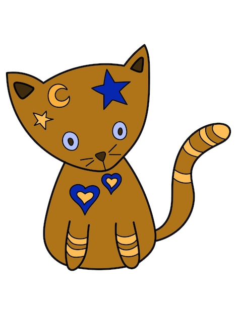 Plik wektorowy kot z gwiazdą na głowie i sercem na piersi