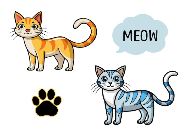 Plik wektorowy kot z kreskówki, kot z garnka i słowa 