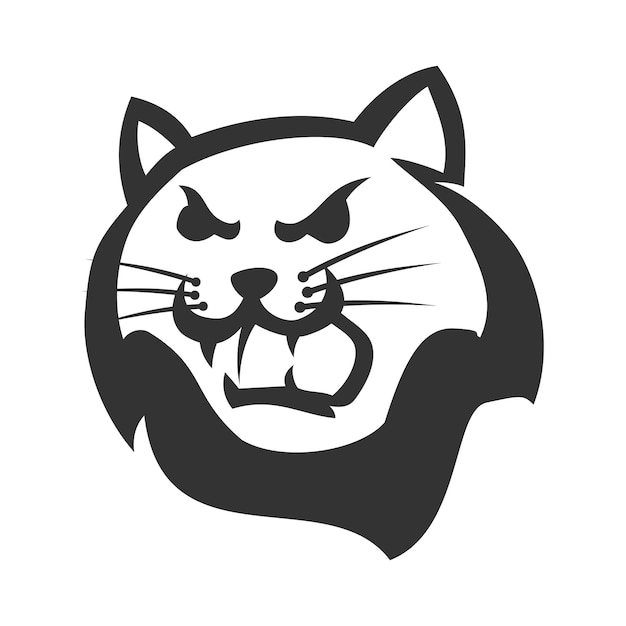 Kot Zły Głowa Ikona Ilustracja Tożsamość Marki