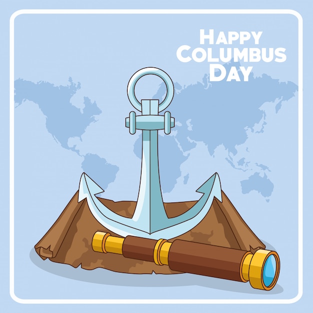 Plik wektorowy kotwica i luneta projektu happy columbus day