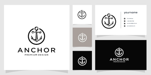 Plik wektorowy kotwica logo wektor wizytówka ikona ilustracja projekt premium wektorów