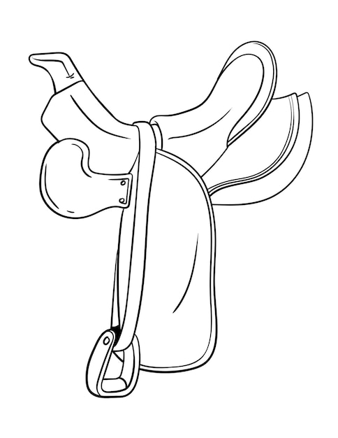Plik wektorowy kowboj jazda konna siodło na białym tle kolorowanki