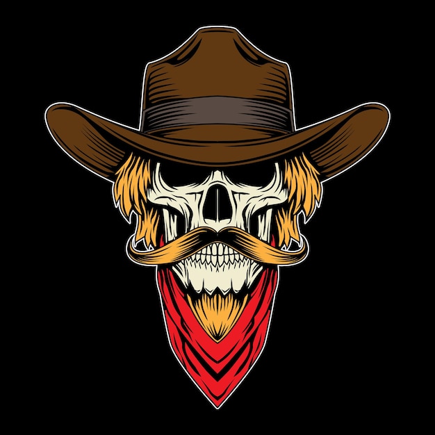Plik wektorowy kowbojski kapelusz ilustracja wektorowa czaszki