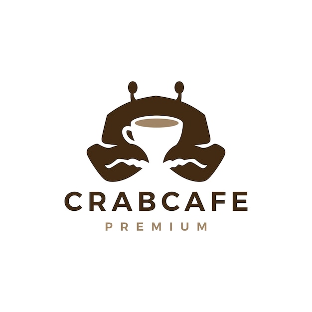 Krab Cafe Kawa Logo Wektor Ikona Ilustracja