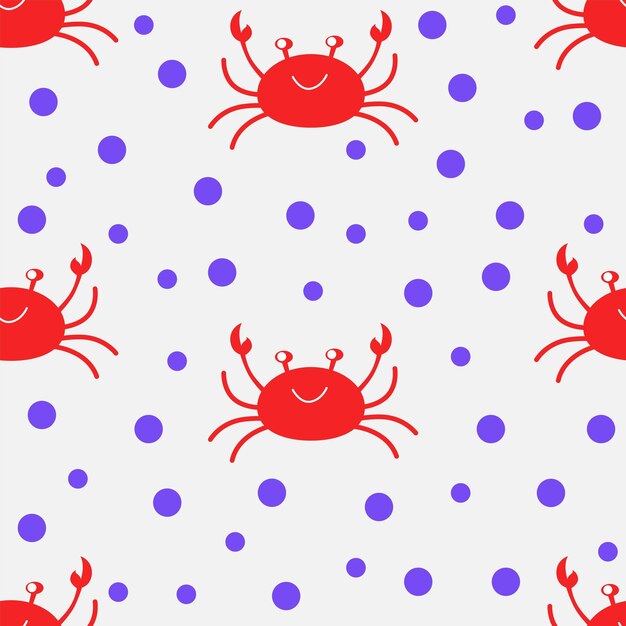 Krab morski bezszwowy wzór powtarzający polka dot deseniowy tło