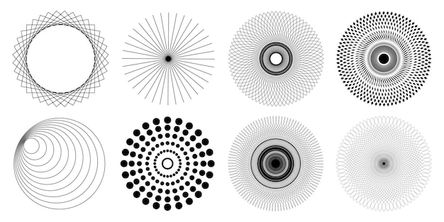Krąg geometrycznych kształtów zestaw kręgów o różnych teksturach skala szarości