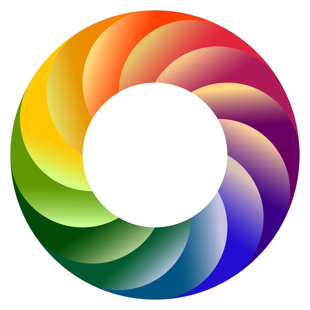 krąg kolorów składający się z 12 elementów z gradientowym wypełnieniem widma słonecznego