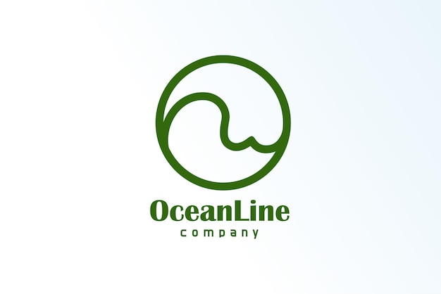 Krąg Oceanu Fala Abstrakcyjny Minimalistyczny Elegancki Nowoczesny Wektor Logo