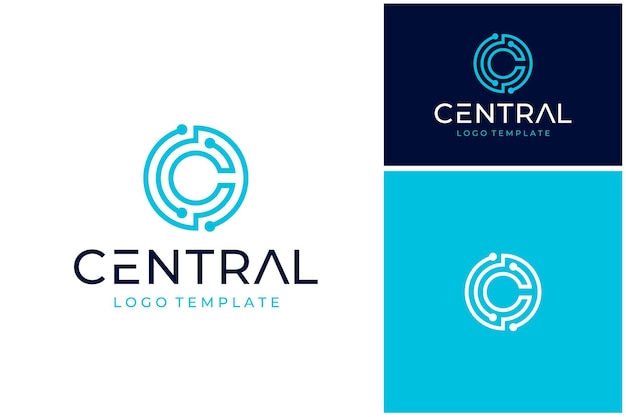 Plik wektorowy krągła linia początkowa litera c krąg krągły rdzeń obwód połączenia nowoczesny projekt logo