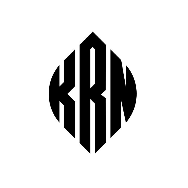 Plik wektorowy krągowy logo krn z kształtem kręgu i elipsy krn elipsy z stylem typograficznym trzy inicjały tworzą okrągłe logo krn krąg emblem abstrakt monogram litery mark wektor