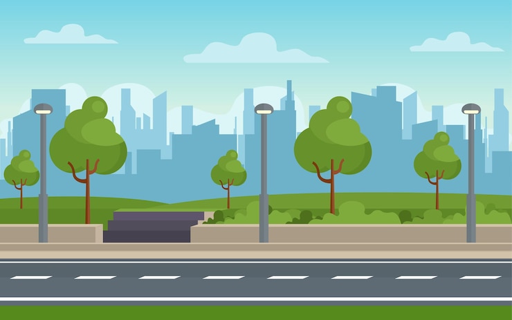 Wektor krajobraz budynku premium vector city w konstrukcji płaskiej