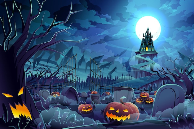 Krajobraz Halloween Wektory Ilustracje