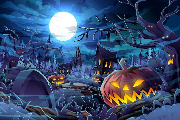 Krajobraz Halloween Wektory Ilustracje