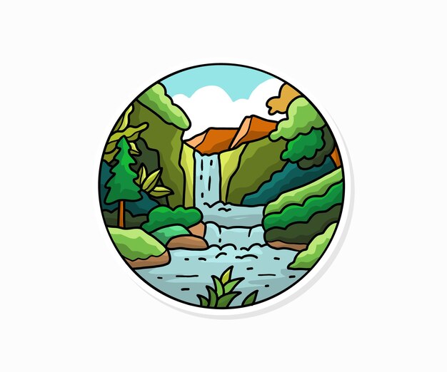 Plik wektorowy krajobraz natura odznaka naklejki wektor ilustracja projektu