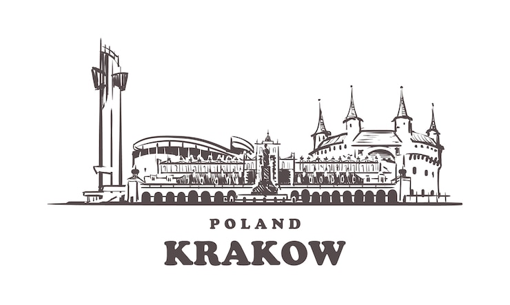 Wektor kraków ręcznie rysowane, polska
