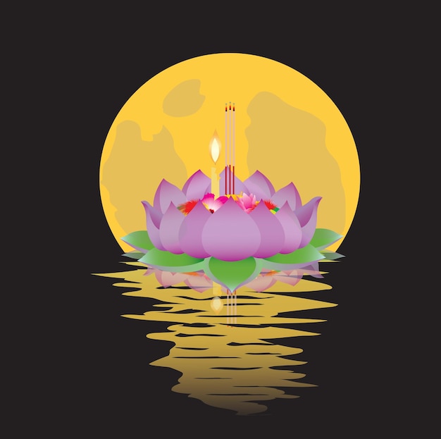 Plik wektorowy krathong pełnia księżyca