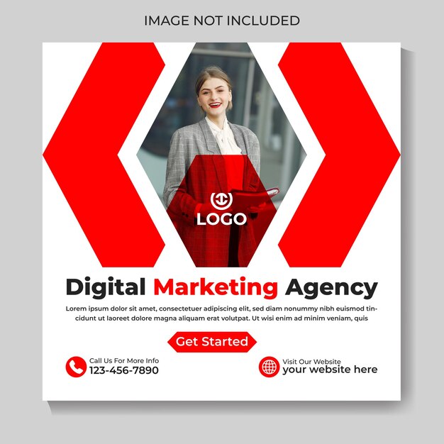 Kreatywna agencja marketingu cyfrowego, media społecznościowe, post design, nowoczesny szablon banerów internetowych