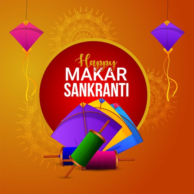 Kreatywna ilustracja szczęśliwej karty makar sankranti