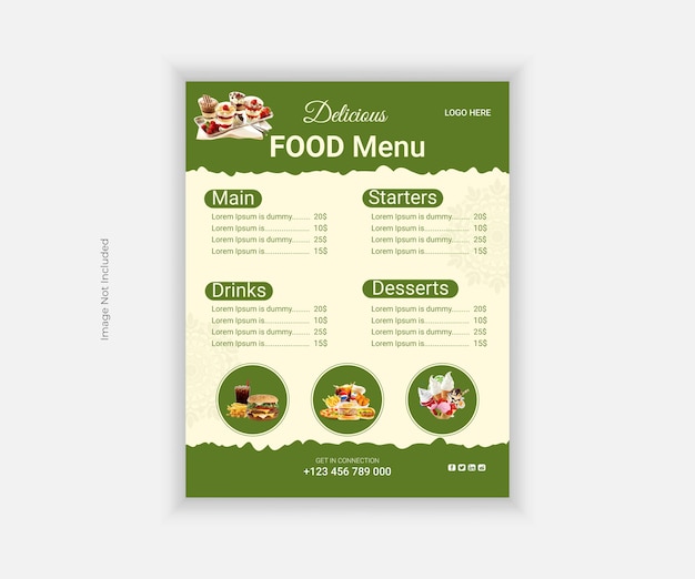 Kreatywna ilustracja wektorowa menu restauracji na jednej stronie