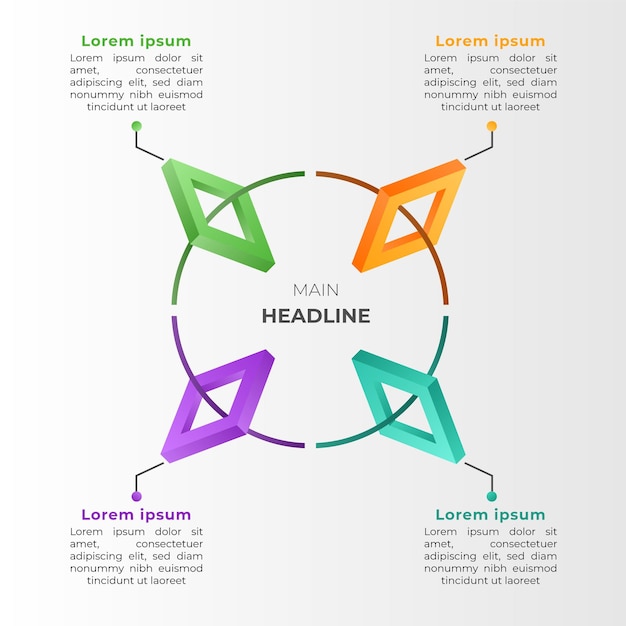 Plik wektorowy kreatywna infografika z czterema opcjami z kształtami 3d