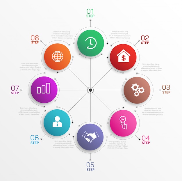 Kreatywna Koncepcja Diagramu Infografiki Z 8 Krokami