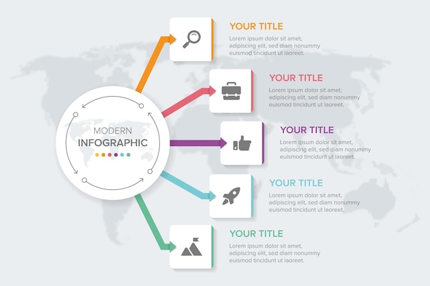 Kreatywna Koncepcja Infografiki Elementu Wektora 5 Opcji, Kroków, Listy, Procesu. Elementy Abstrakcyjne