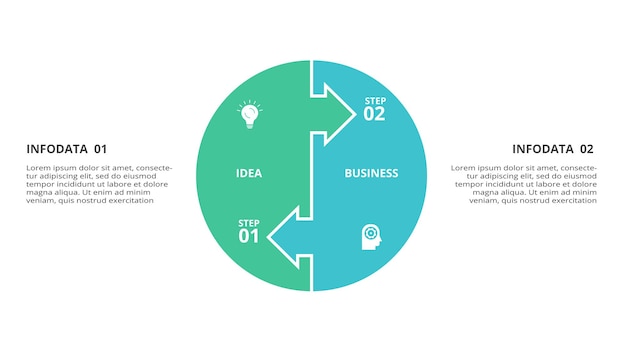 Kreatywna Koncepcja Infografiki Z 2 Krokami Opcji Części Lub Procesów Wizualizacja Danych Biznesowych