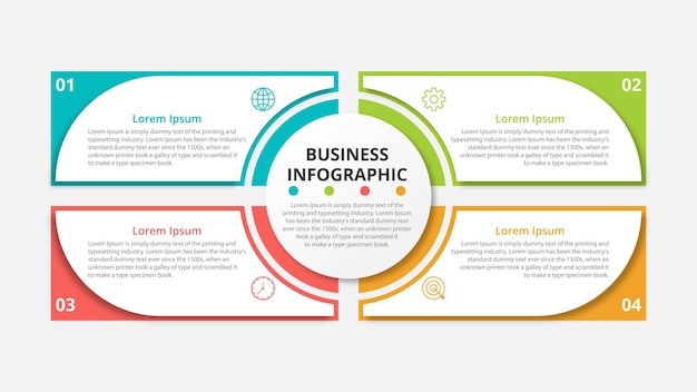 Kreatywna Koncepcja Infografiki Z 4 Krokami, Opcjami, Częściami Lub Procesami. Wizualizacja Danych Biznesowych