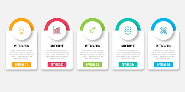 Kreatywna Koncepcja Infografiki Z 5 Krokami Opcji Części Lub Procesów Wizualizacja Danych Biznesowych