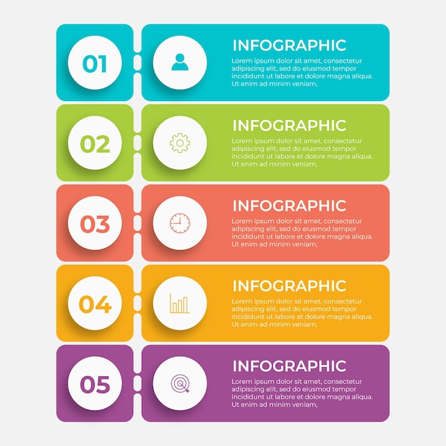 Plik wektorowy kreatywna koncepcja infografiki z 5 krokami opcji części lub procesów wizualizacja danych biznesowych