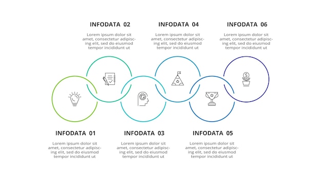 Kreatywna Koncepcja Infografiki Z 6 Krokami Opcji Części Lub Procesów Wizualizacja Danych Biznesowych