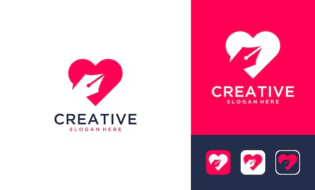 Plik wektorowy kreatywna miłość z projektem logo ołówka