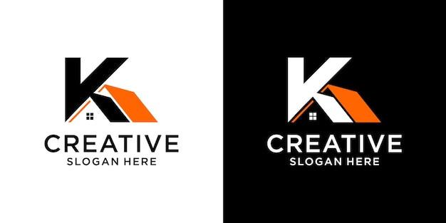 Kreatywna nieruchomość z literą K wzór projektu logo abstrakt