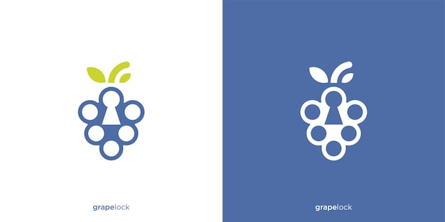 Kreatywne logo Grape Lock Wine Grape Cellars z prostym minimalistycznym stylem Wine Logo Icon Symbol