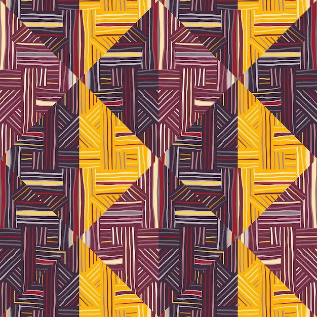 Kreatywne paski vintage ornament Tribal linie mozaika bezszwowy wzór Abstrakcyjne geometryczne płytki etniczne