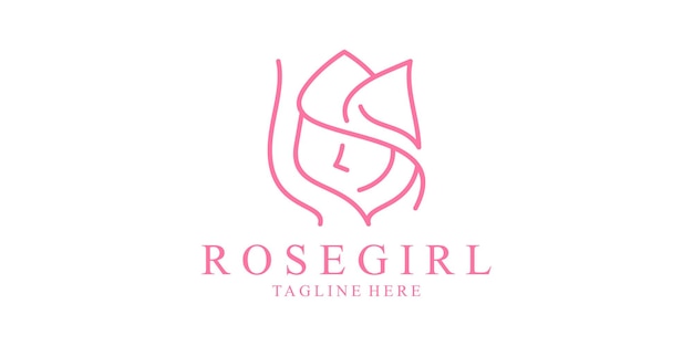 Plik wektorowy kreatywne projektowanie logo piękności róża i dziewczyna logo projektowanie szablonu ikony symbolu wektor kreatywny pomysł