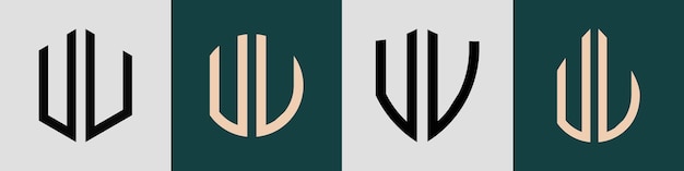 Plik wektorowy kreatywne proste inicjały vu logo designs bundle