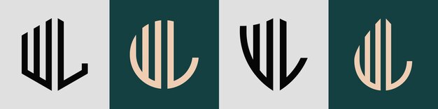 Plik wektorowy kreatywne proste początkowe litery wl logo designs bundle
